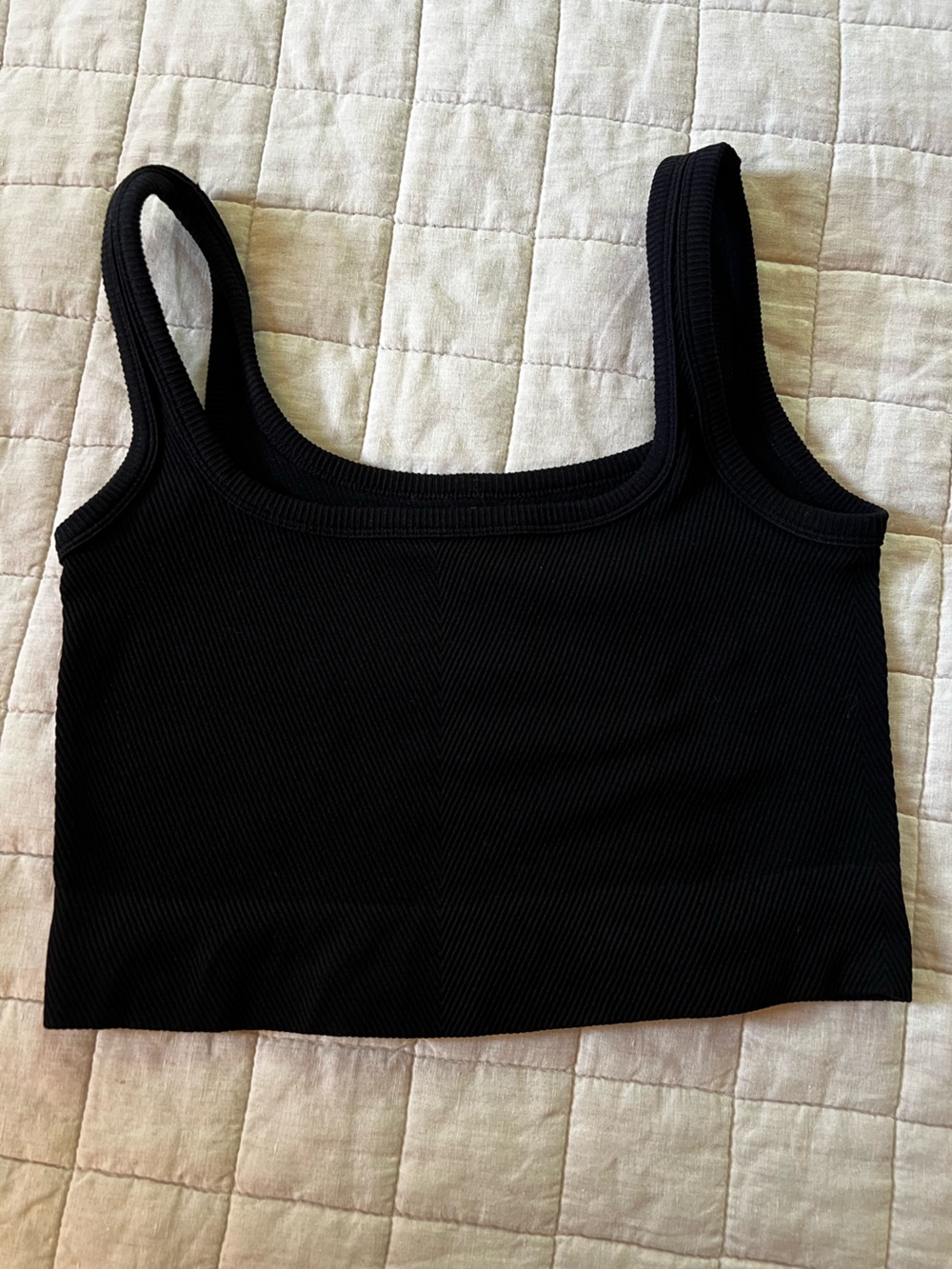 Black Ribbed Crop Tank Top